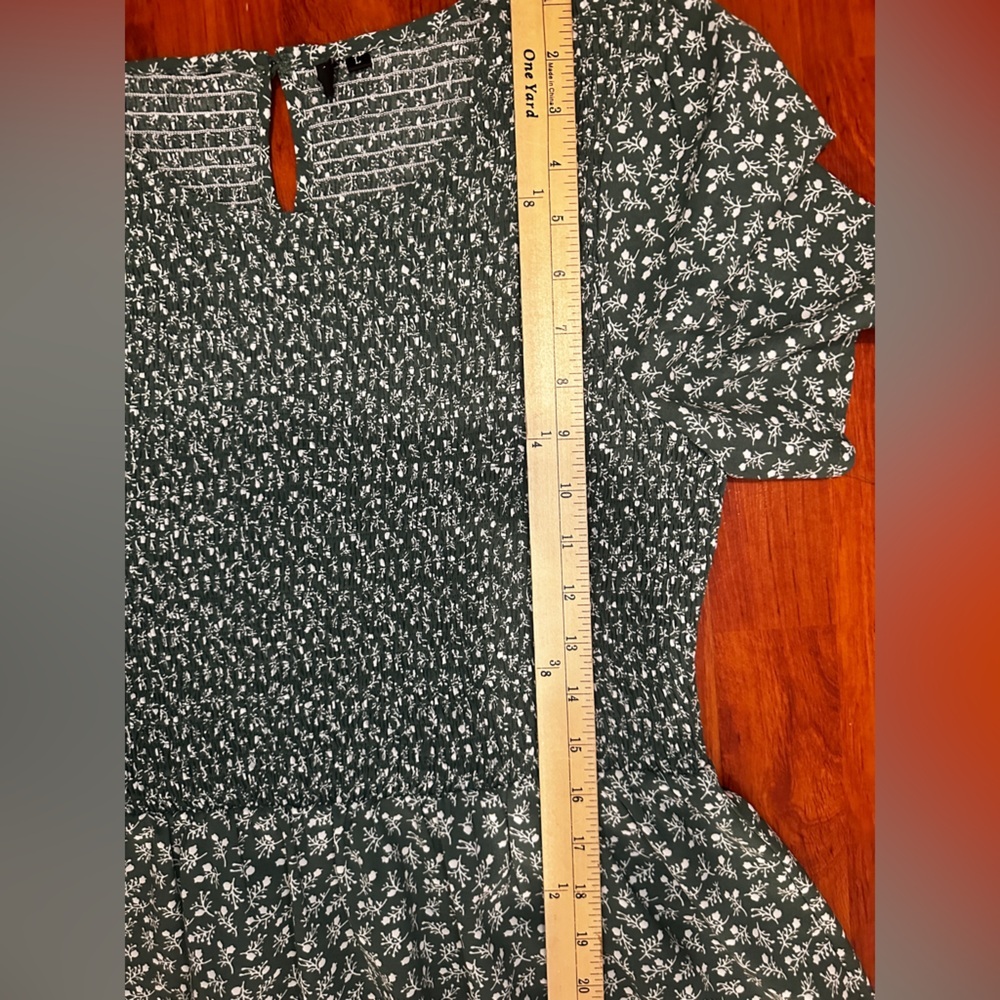 Zattcas Smocked top Olive Patterned Maxi Dress size L - Picture 9 of 13